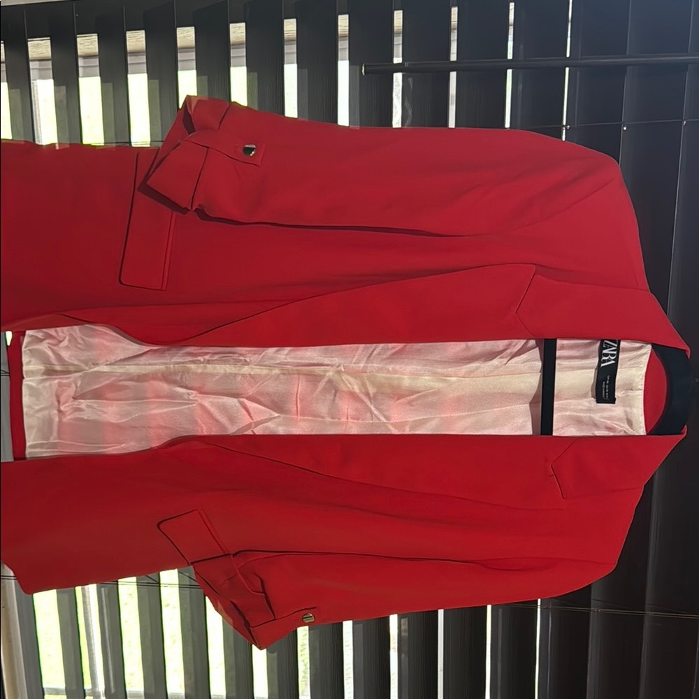 Zara Red Sport Coat Modern Structured Design